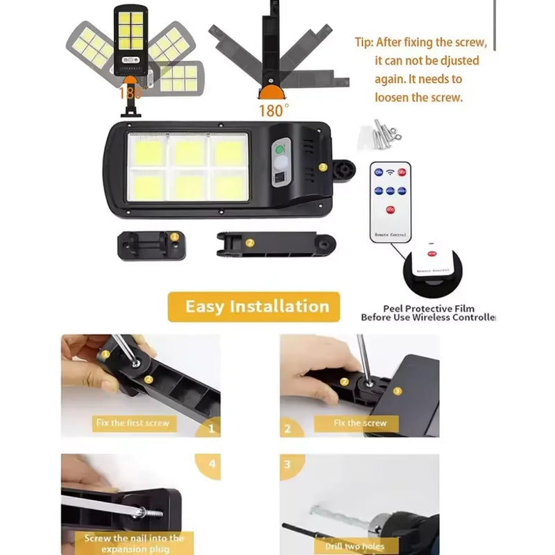 Luminária Solar Mini 60W com Sensor de Movimento e Controle Remoto – Iluminação LED Inteligente para Áreas Externas