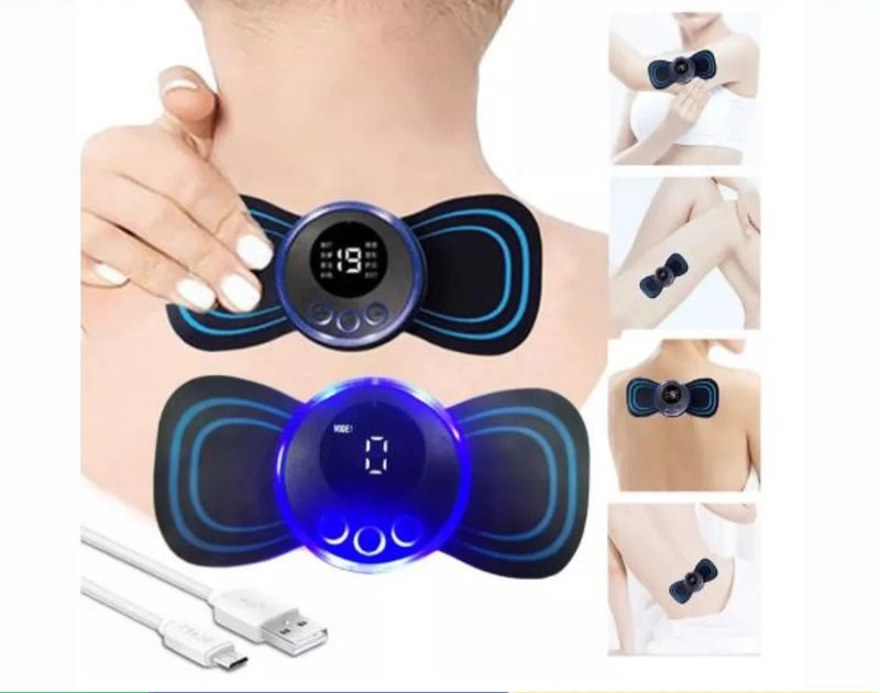 Mini Massageador Elétrico Portátil EMS – Alívio de Dores no Pescoço, Lombar e Corpo Inteiro | 19 Níveis