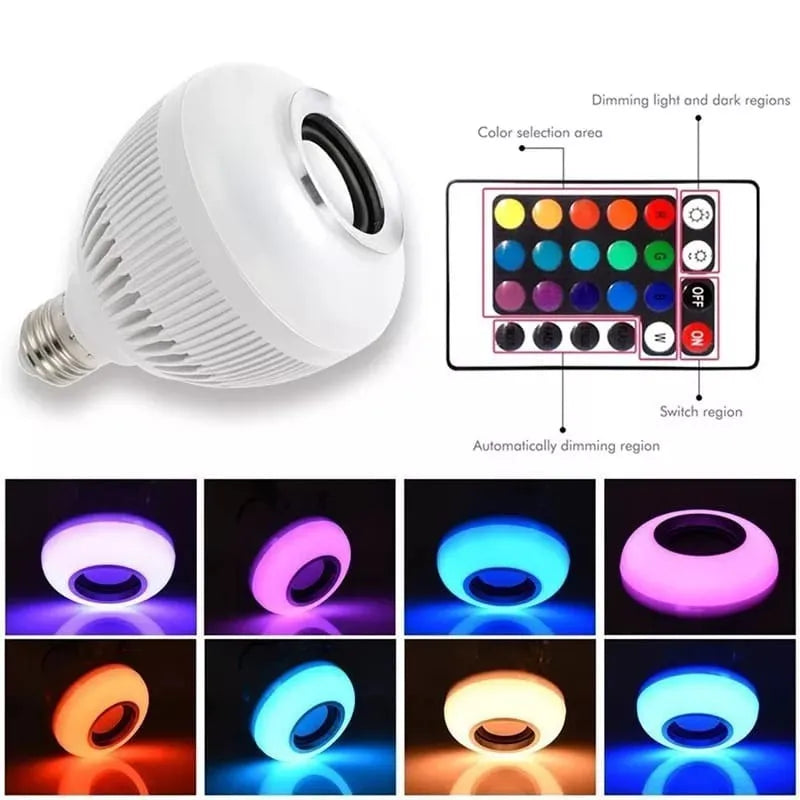 Lâmpada LED Bluetooth Musical 12W Bivolt com Controle Remoto e Cores Variadas