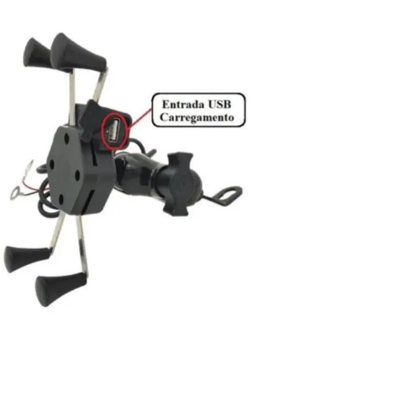 Suporte de Celular para Moto com Carregador USB – Rotação 360° e Fixação Reforçada!