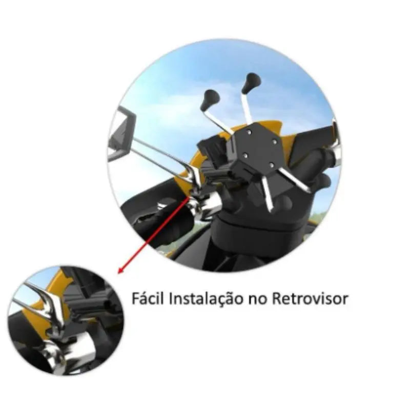 Suporte de Celular para Moto com Carregador USB – Rotação 360° e Fixação Reforçada!