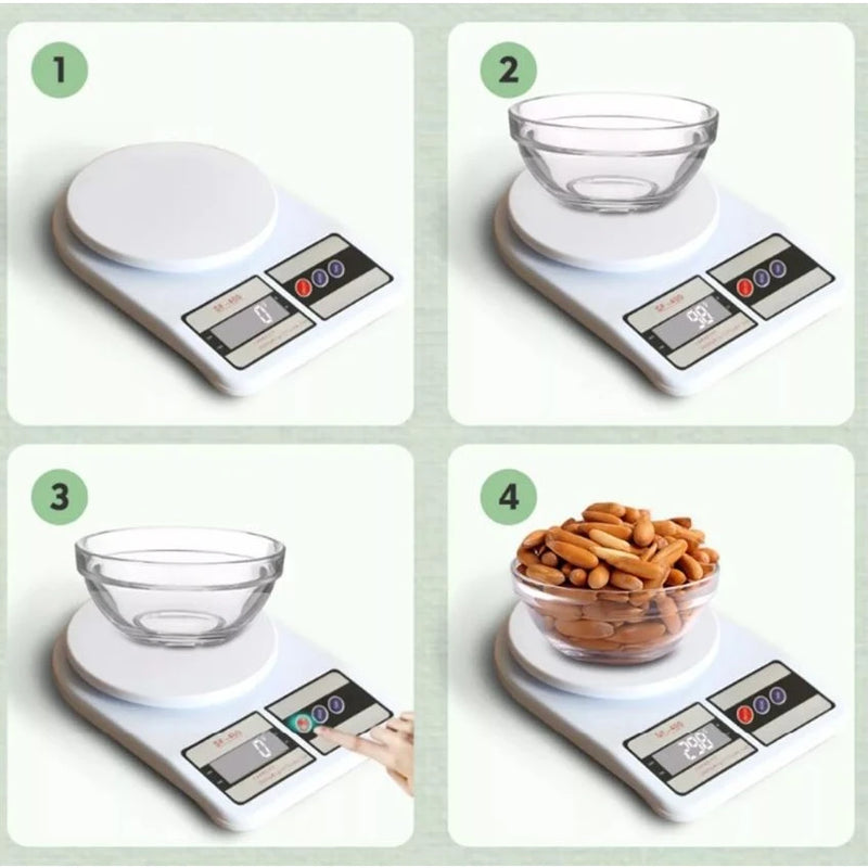Balança Digital de Cozinha 1g a 10kg – Alta Precisão para Dieta, Fitness e Receitas