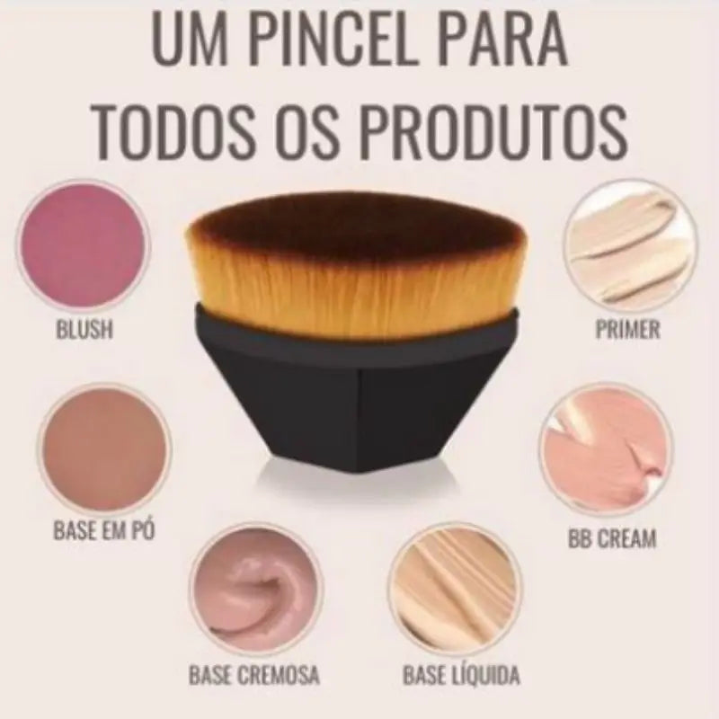 Pincel Hexagonal Para Base e BB Cream – Cerdas Super Macias para Maquiagem Perfeita