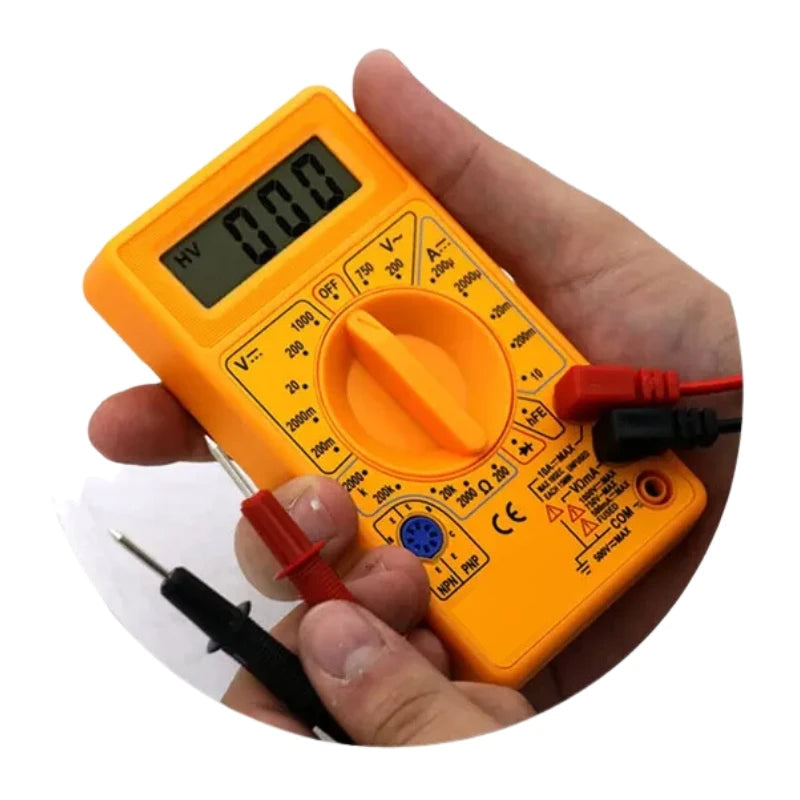 Multímetro Digital Portátil Profissional DT830 | Medidor de Tensão, Corrente, Resistência, Diodo e Transistor | Cabo de Teste Incluso