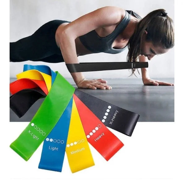 Kit 5 Faixas Elásticas de Resistência – Yoga, Pilates, Academia e Treino Funcional | 5 Intensidades