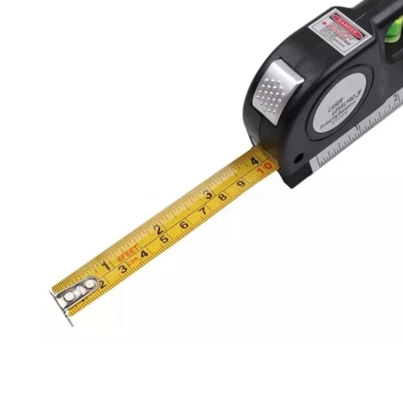 Nível a Laser com Trena Embutida 2,5m – Ferramenta Profissional Level Pro 3 com Régua e 3 Linhas de Medição