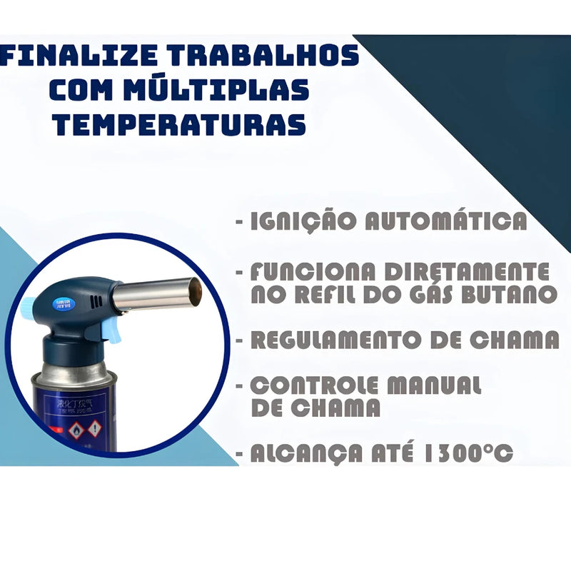 Maçarico Culinário Profissional Regulável – Alta Temperatura para Cozinha e Confeitaria