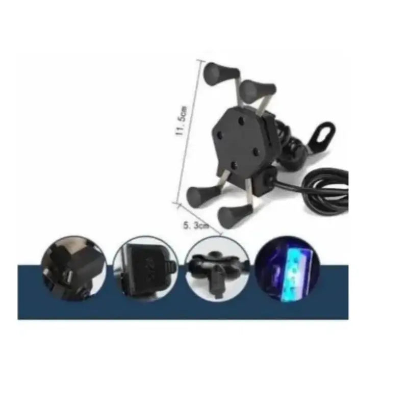 Suporte de Celular para Moto com Carregador USB – Rotação 360° e Fixação Reforçada!