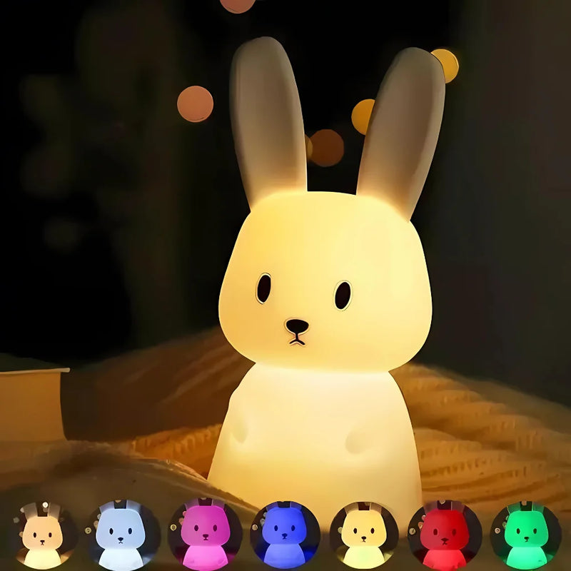 Mini Luminária de Coelho LED – Toque Suave, Recarregável e Super Fofa
