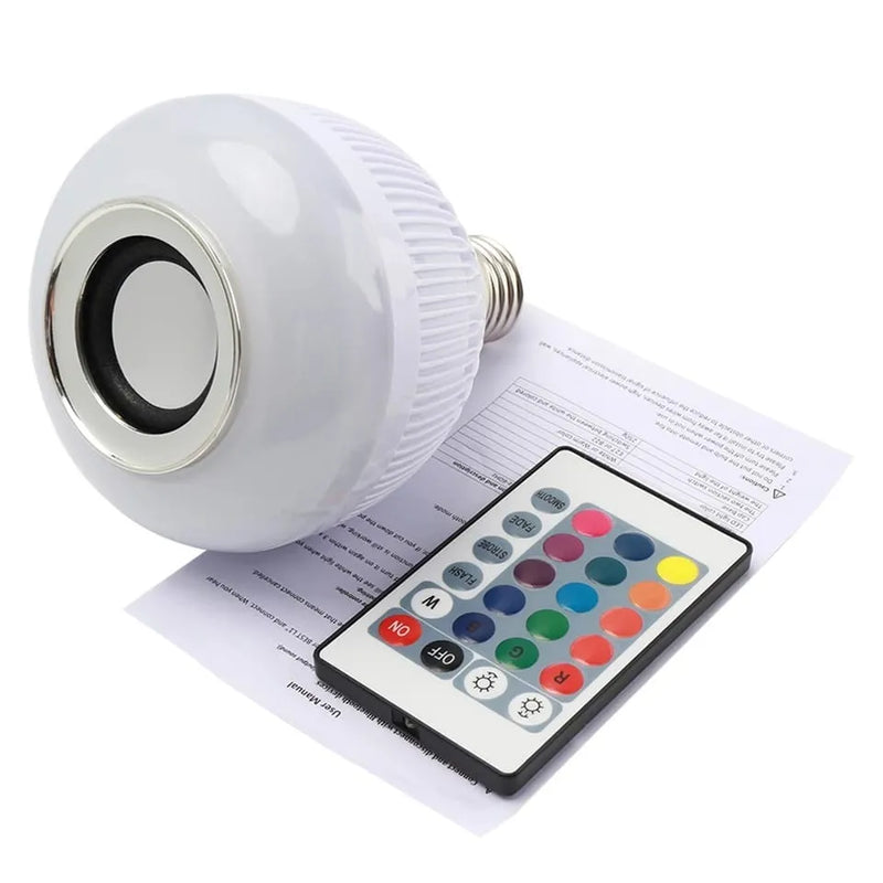 Lâmpada LED Bluetooth Musical 12W Bivolt com Controle Remoto e Cores Variadas