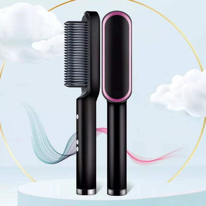 Escova Elétrica Alisadora e Modeladora 3 em 1 – Cabelos Lisos, Sem Frizz e Cheios de Estilo em Minutos!