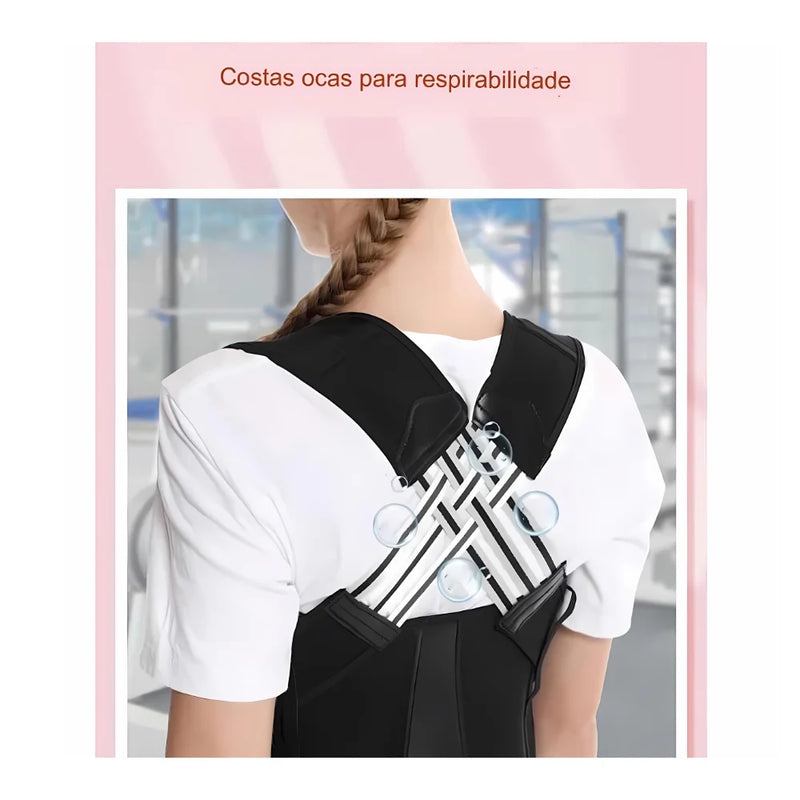 Corretor Postural Unissex – Colete Cervical e Lombar Ajustável | Alinha a Coluna e Melhora a Postura