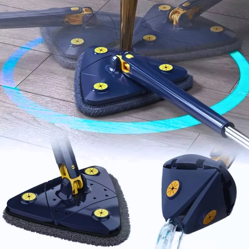Mop Triangular Giratório 360° com Cabo Extensível – Limpeza Fácil em Todos os Cantos!