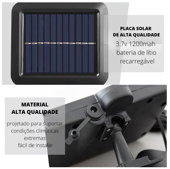 Luminária Solar com Sensor 120 LEDs COB – Segurança inteligente com energia solar e alta potência