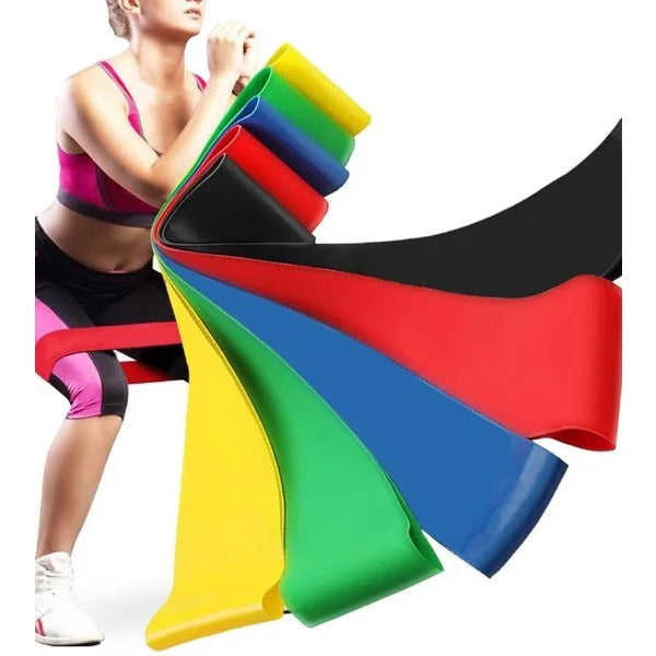Kit 5 Faixas Elásticas de Resistência – Yoga, Pilates, Academia e Treino Funcional | 5 Intensidades