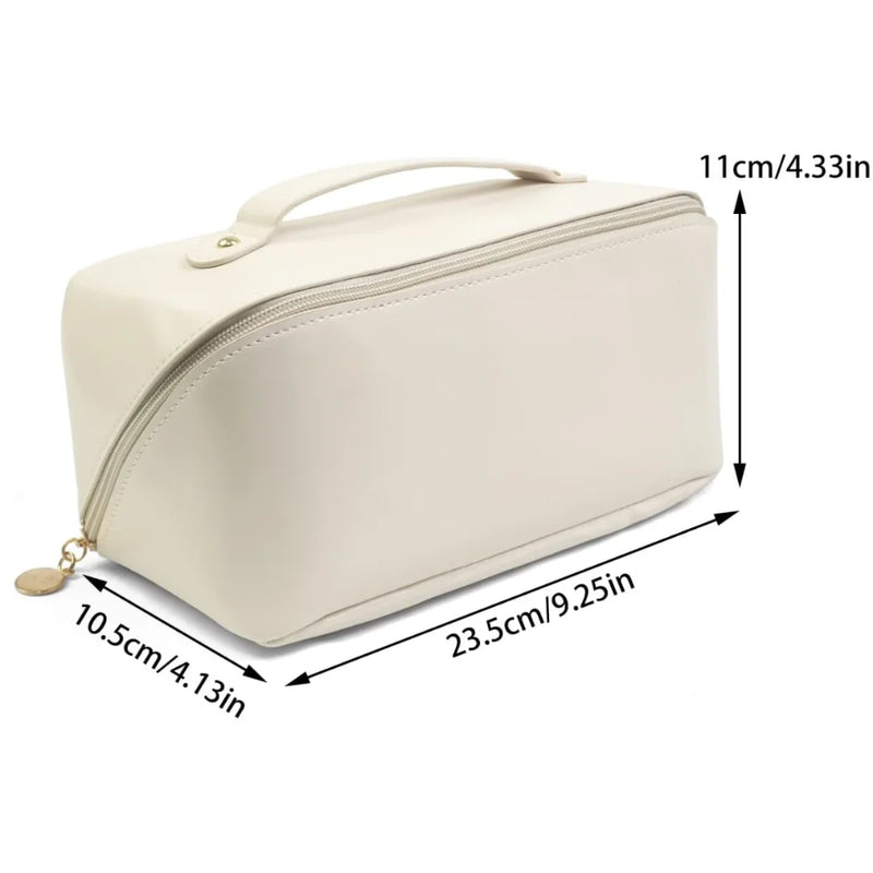 Necessaire Feminina de Couro para Maquiagem e Cosméticos – Grande Capacidade, Portátil e Elegante para Viagens