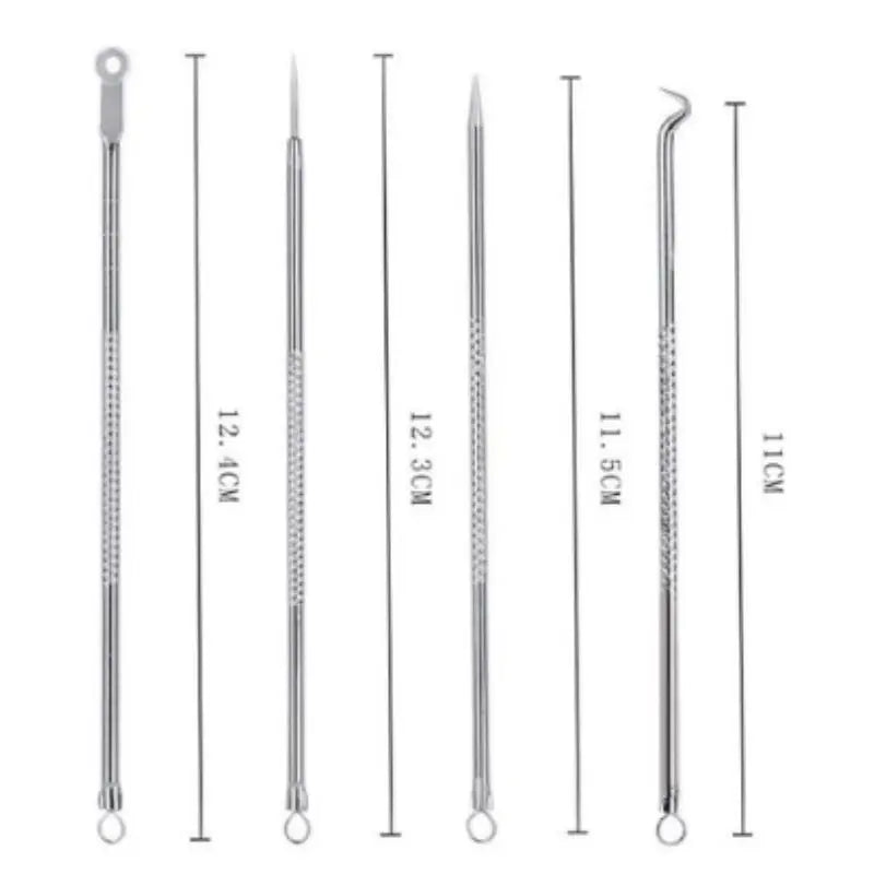 Kit Profissional Extrator de Cravos e Espinhas 4 Peças com Pinça, Agulhas Duplas e Estojo