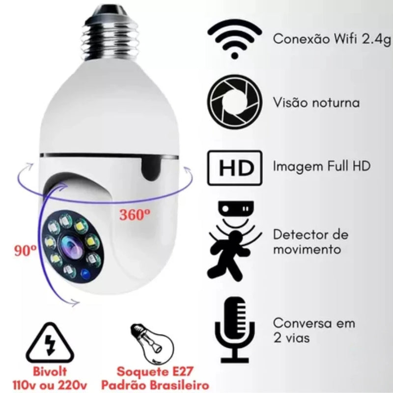 Câmera IP Lâmpada Smart Wi-Fi Full HD Visão Noturna Yoosee – Interna