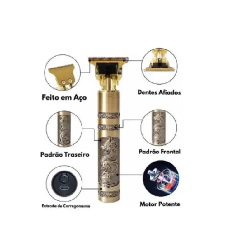 Máquina de Cortar Cabelo e Barba T9 Profissional – Sem Fio, Portátil, Recarregável USB, Aparador de Acabamento Masculino