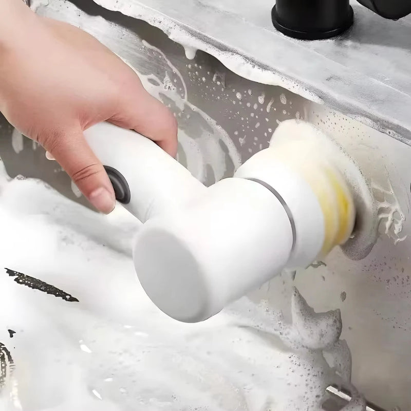 Escova Elétrica de Limpeza 5 em 1 – Potência Sem Fio para Limpeza Pesada!
