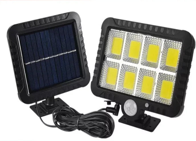 Luminária Solar com Sensor 120 LEDs COB – Segurança inteligente com energia solar e alta potência