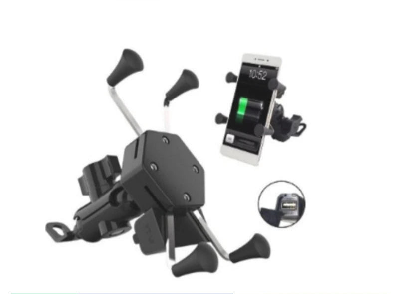 Suporte de Celular para Moto com Carregador USB – Rotação 360° e Fixação Reforçada!