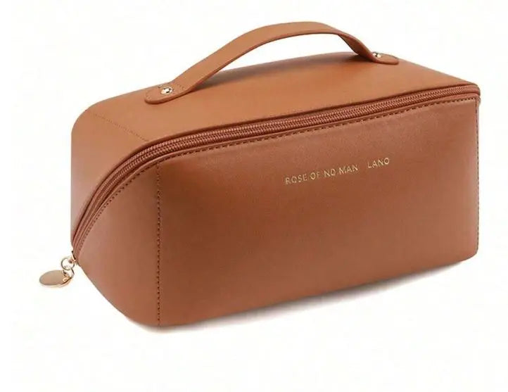 Necessaire Feminina de Couro para Maquiagem e Cosméticos – Grande Capacidade, Portátil e Elegante para Viagens