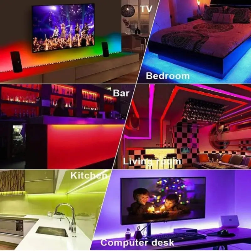 Fita LED RGB Colorida 5m 3528 à Prova D'Água com Fonte e Controle Remoto – Flexível 12V