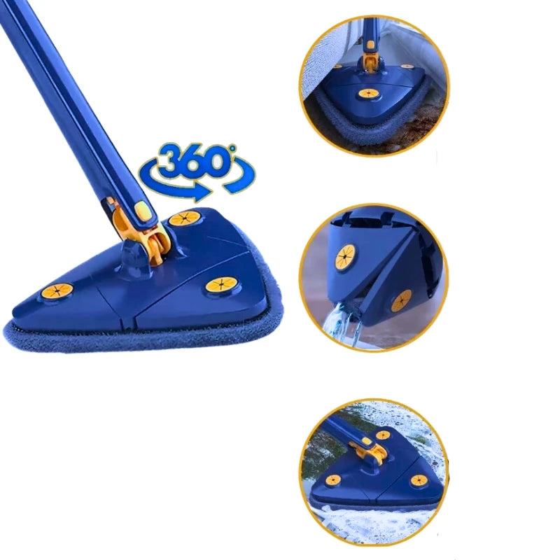 Mop Triangular Giratório 360° com Cabo Extensível – Limpeza Fácil em Todos os Cantos!