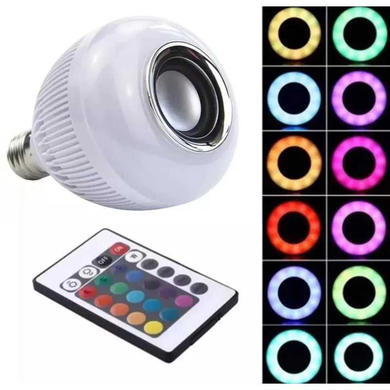 Lâmpada LED Bluetooth Musical 12W Bivolt com Controle Remoto e Cores Variadas