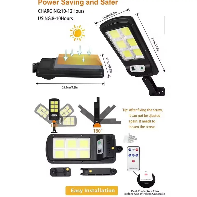 Luminária Solar Mini 60W com Sensor de Movimento e Controle Remoto – Iluminação LED Inteligente para Áreas Externas
