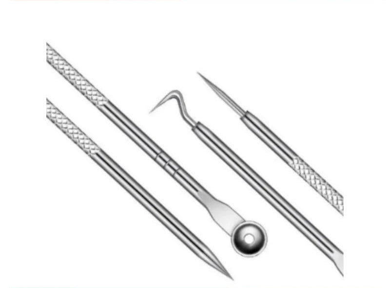 Kit Profissional Extrator de Cravos e Espinhas 4 Peças com Pinça, Agulhas Duplas e Estojo