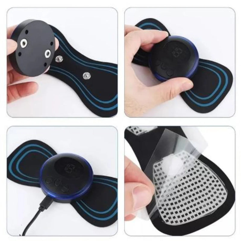 Mini Massageador Elétrico Portátil EMS – Alívio de Dores no Pescoço, Lombar e Corpo Inteiro | 19 Níveis