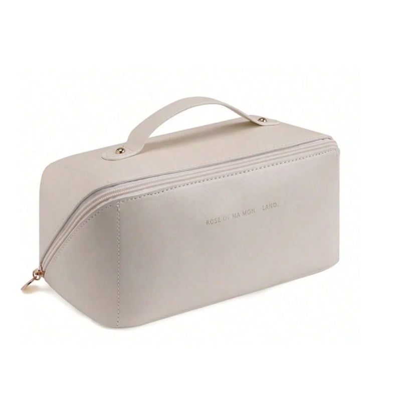 Necessaire Feminina de Couro para Maquiagem e Cosméticos – Grande Capacidade, Portátil e Elegante para Viagens