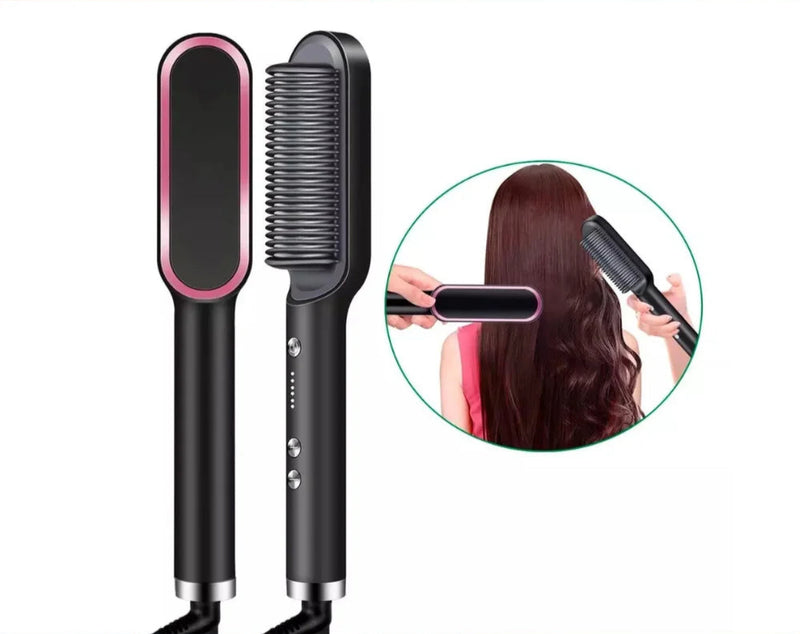 Escova Elétrica Alisadora e Modeladora 3 em 1 – Cabelos Lisos, Sem Frizz e Cheios de Estilo em Minutos!