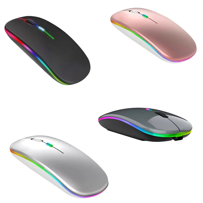 Mouses Wireless Recarregável Led RGB 2.4 GHz Sem Fio