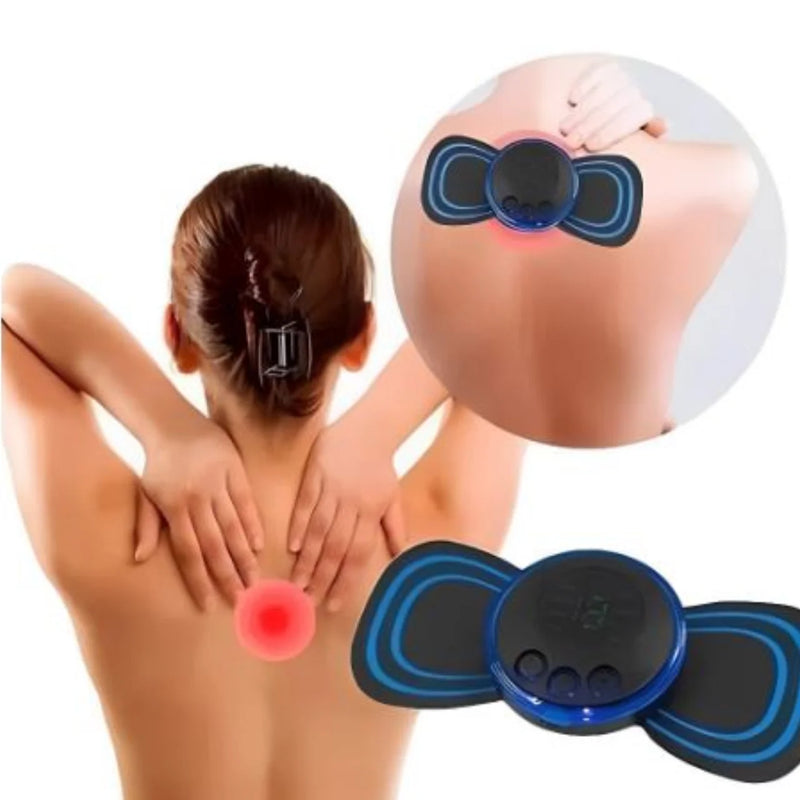 Mini Massageador Elétrico Portátil EMS – Alívio de Dores no Pescoço, Lombar e Corpo Inteiro | 19 Níveis