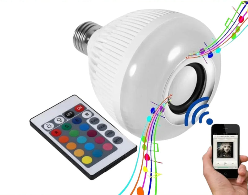 Lâmpada LED Bluetooth Musical 12W Bivolt com Controle Remoto e Cores Variadas