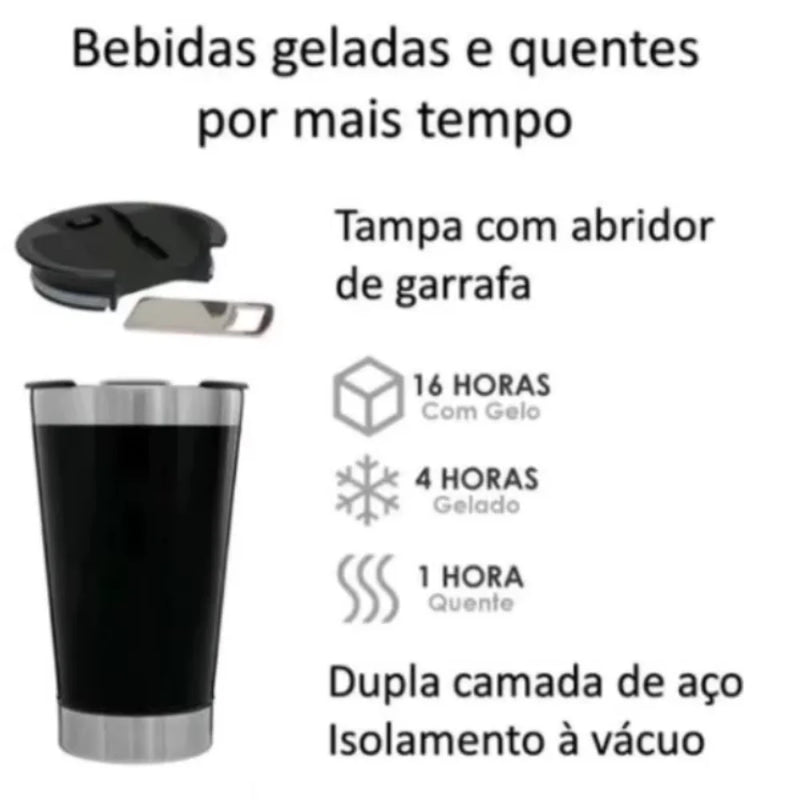 Copo Térmico Inox 473ml com Tampa e Abridor – Leve sua bebida sempre na temperatura ideal!