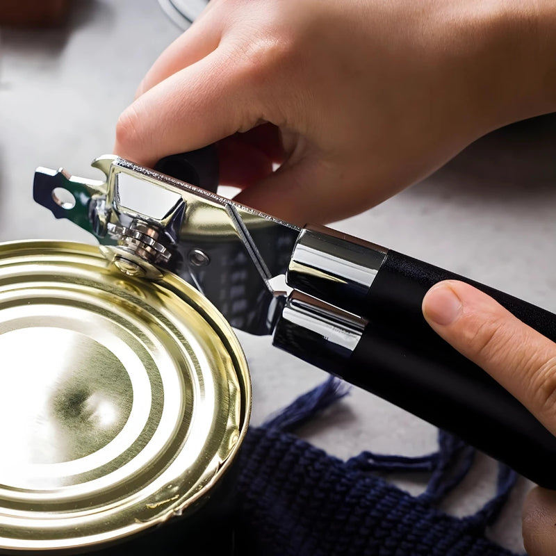 Abridor de Latas e Garrafas 3 em 1 em Aço Inox – Profissional, Prático e Durável para Cozinha