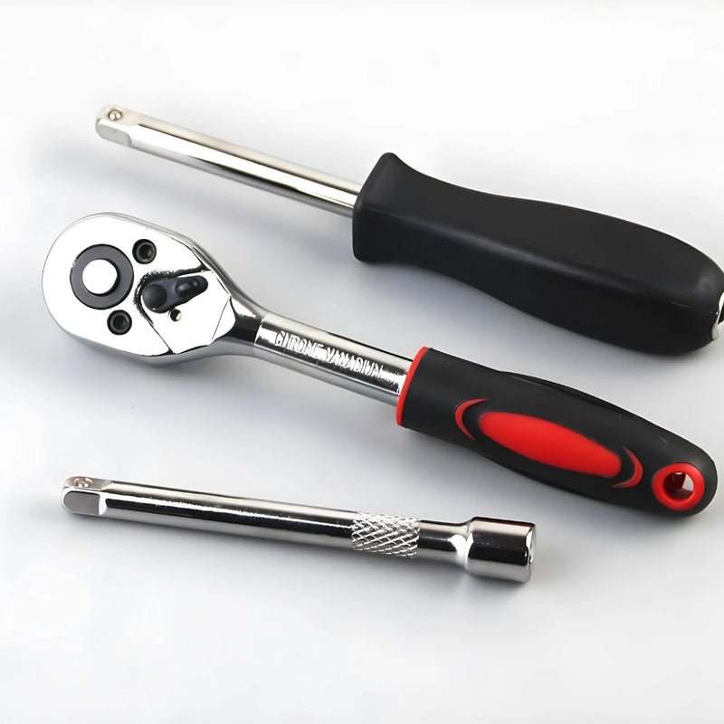 Kit de Ferramentas 46 Peças com Catraca Reversível – Solução Completa para Reparos e Manutenção em Casa ou no Trabalho