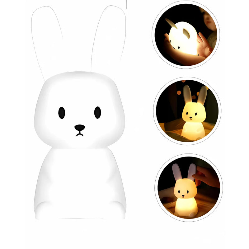 Mini Luminária de Coelho LED – Toque Suave, Recarregável e Super Fofa