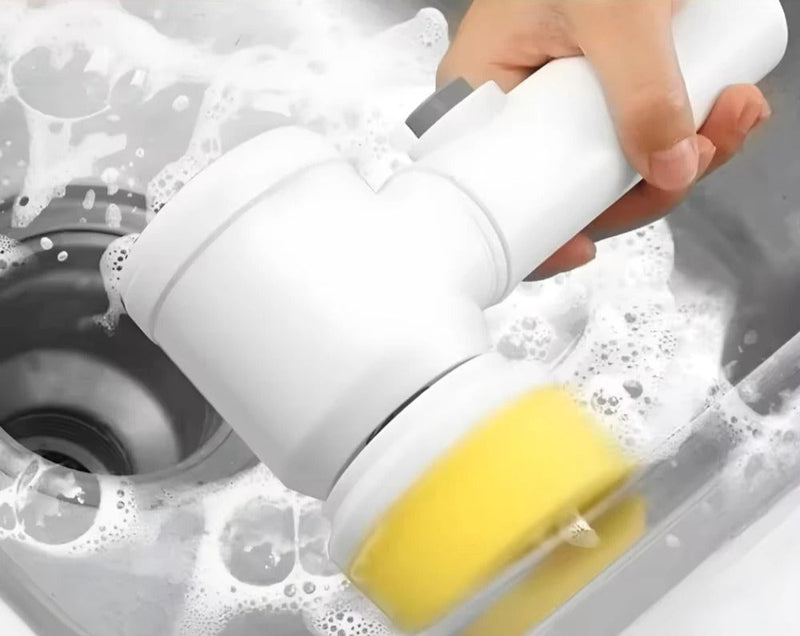 Escova Elétrica de Limpeza 5 em 1 – Potência Sem Fio para Limpeza Pesada!