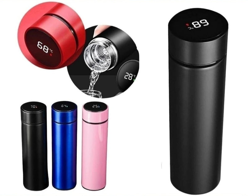 Garrafa Térmica Inox 500ml com Display Digital LED – Sensor de Temperatura Inteligente para Bebidas Quentes ou Geladas